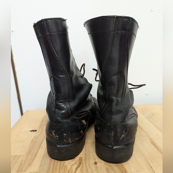 Vintage Leather Tall Combat Boots Military Boots 1978 8 Eye Punk Goth 9.5 Mens - Picture 7 of 14